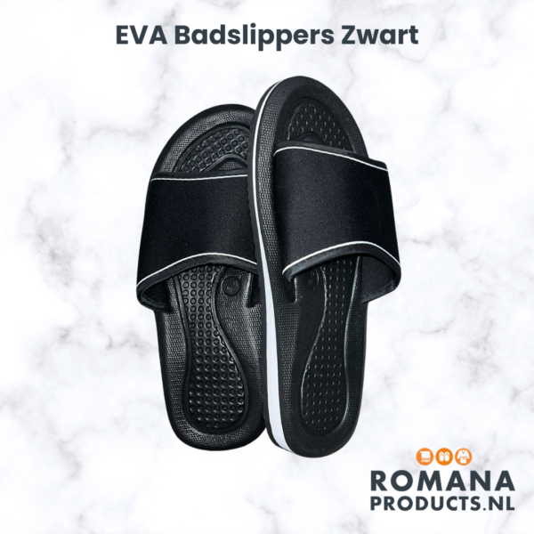 EVA Badslippers Zwart schuin