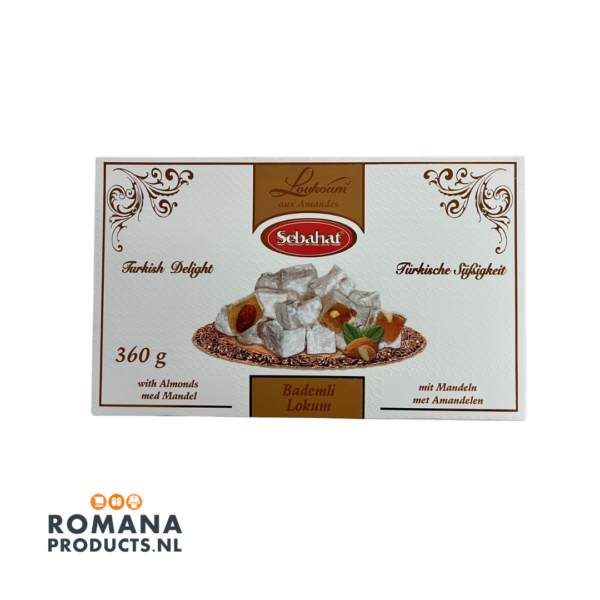 Sabahat Turkish Delight met amandelen 360gr.